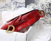 Dior Red Patent Leather Saddle Bag with Gold Hardware - 25.5x20x6.5cm - 3