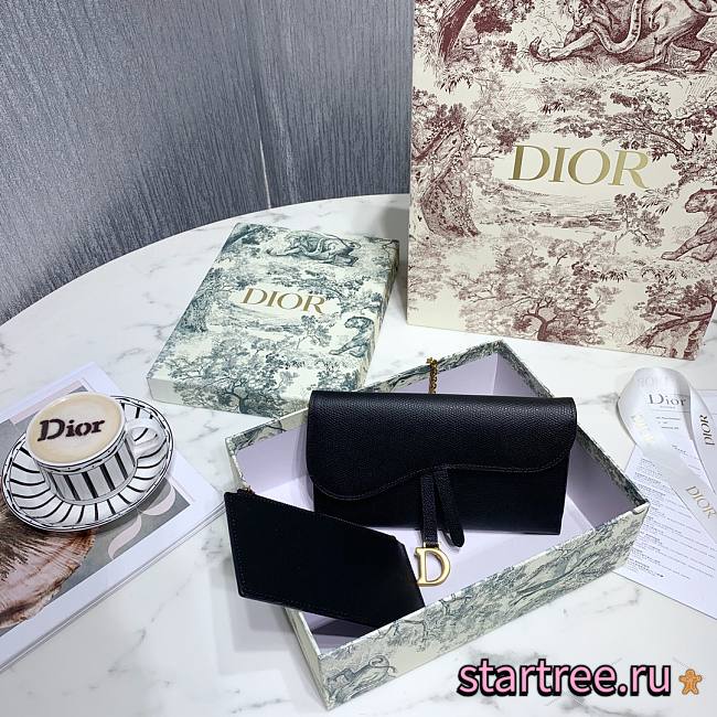 Dior Saddle Wallet Black Grained Calfskin- S5614C - 19x11x2.5cm - 1
