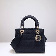 Dior Lady D-Lite Bag Black Cannage Embroidery- M0565O - 24x20x11cm - 1