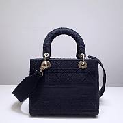 Dior Lady D-Lite Bag Black Cannage Embroidery- M0565O - 24x20x11cm - 3