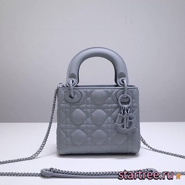  Dior Mini Lady Cloud Gray Cannage Calfskin - 17 x 15 x 7 cm - 1