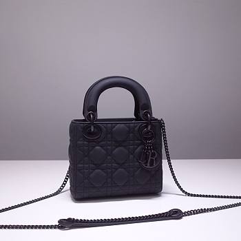  Dior Mini Lady Black Ultramatte Cannage Calfskin - M0505S - 17 x 15 x 7 cm