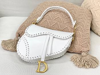  Dior Saddle White Leather Bag - 25.5x6.5x20 cm