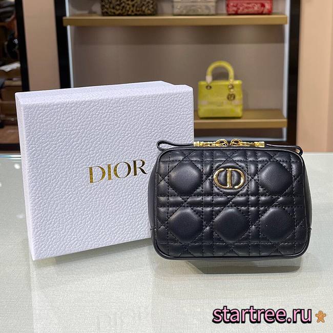 Dior Small Caro Zipped Black Pouch- S5045U - 15 x 10.5 x 3.5 cm - 1