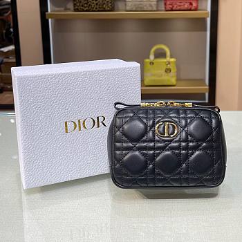 Dior Small Caro Zipped Black Pouch- S5045U - 15 x 10.5 x 3.5 cm