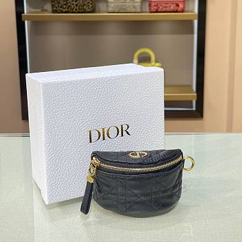 Dior Caro Half-Moon Coin Purse Black - S5033U -11.5cmx7cm x5cm