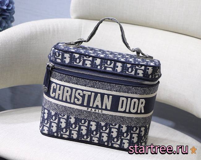 Dior Travel Vanity Case Blue Dior Oblique Embroidery - S5480V - 24 cm x 17 cm x 13.5 cm - 1