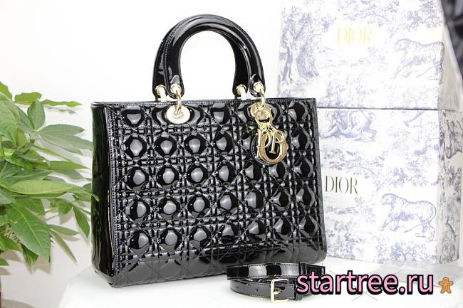 Dior Lady Large Black Patent Bag - M0566O - 32 x 25 x 11 cm - 1