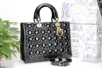 Dior Lady Large Black Patent Bag - M0566O - 32 x 25 x 11 cm