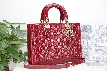 Dior Lady Large Cherry Red Patent Bag - M0566O - 32 x 25 x 11 cm