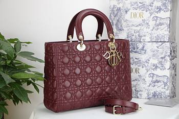 Dior Lady Large Red Bag - M0566O - 32 x 25 x 11 cm