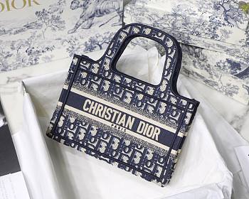  Dior Book Tote Mini Blue Dior Oblique Embroidery - S5475Z - 23x17x7cm