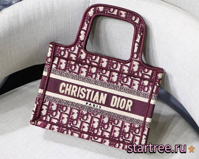  Dior Book Tote Mini Burgundy Oblique Embroidery  S5475Z - 1