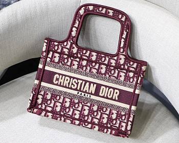  Dior Book Tote Mini Burgundy Oblique Embroidery  S5475Z