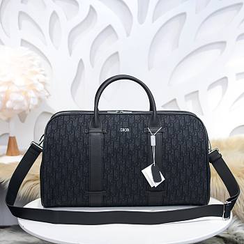 Dior Travel Bag Black Oblique Pattern - 48x28x21cm