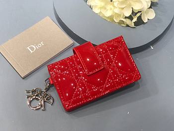  Dior Lady 5-gusset Red Patent Card Holder  - S0074O - 10.5 x 6 x 3 cm