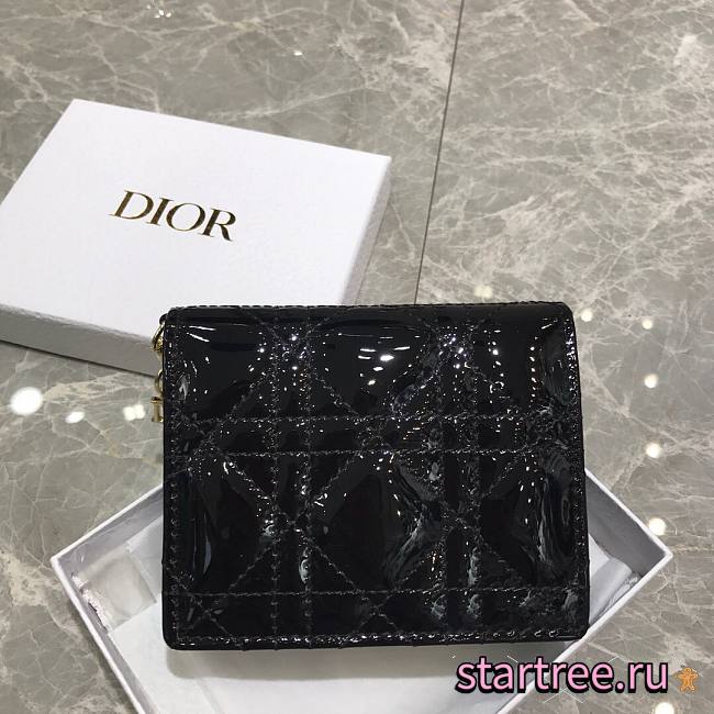 Dior Lady Mini Wallet Black Patent - S0178O - 11x9x3.5cm - 1