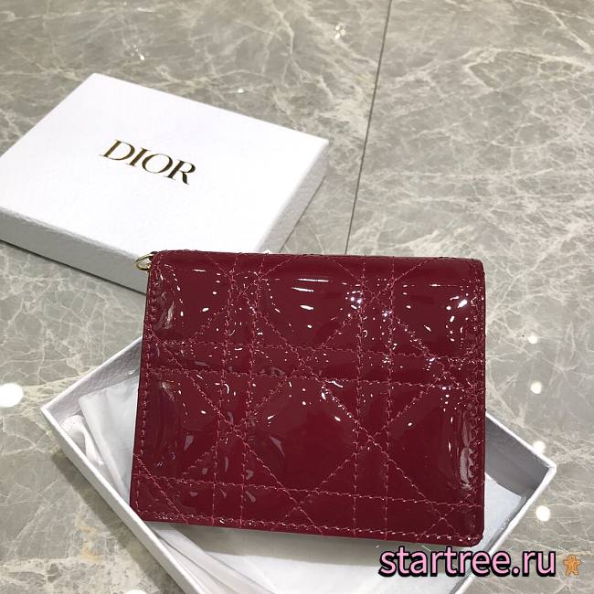 Dior Lady Mini Wallet Red Wine Patent - S0178O - 11x9x3.5cm - 1