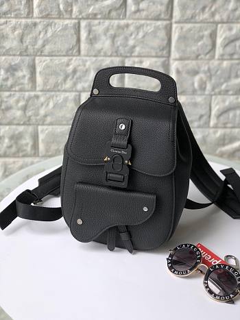 Dior Saddle Backpack Black Grained Calfskin - 1ADBA0 - 19x27.5x11.5cm
