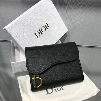 Dior Saddle Compact Zipped Wallet Black - S5673C - 11x8.8x3.5cm