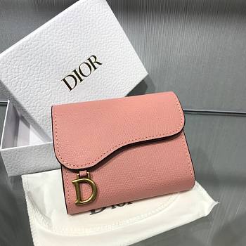 Dior Saddle Compact Zipped Wallet Pink - S5673C - 11x8.8x3.5cm