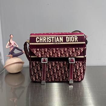 Dior Diorcamp Bag Burgundy Oblique Embroidery - M1291V - 28.5 x 25 x 12 cm