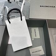 Balenciaga| Shopping Phone Holder In White Crocodile - 12x4.5x18cm - 2