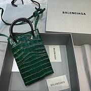 Balenciaga| Shopping Phone Holder In Green Crocodile - 12x4.5x18cm - 2