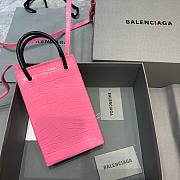 Balenciaga| Shopping Phone Holder In Pink Crocodile - 12x4.5x18cm - 5