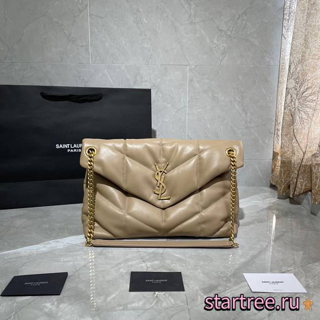YSL| Loulou Puffer Medium Bag In Quilted Lambskin Beige - 35x23x13.5cm - 1