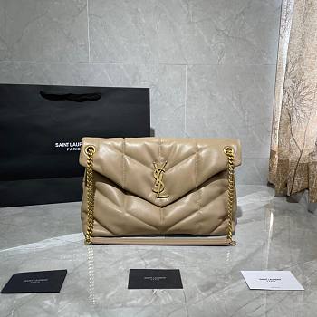 YSL| Loulou Puffer Medium Bag In Quilted Lambskin Beige - 35x23x13.5cm