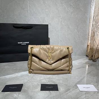 YSL| Loulou Puffer Small Bag In Quilted Lambskin Beige - 29x17x11cm
