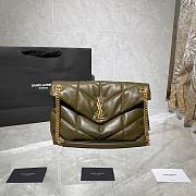 YSL| Loulou Puffer Medium Bag In Quilted Lambskin Olive Green - 35x23x13.5cm - 1