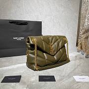 YSL| Loulou Puffer Medium Bag In Quilted Lambskin Olive Green - 35x23x13.5cm - 2