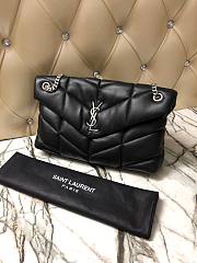 YSL| Loulou Puffer Medium Bag In Quilted Lambskin Black Silver - 35x23x13.5cm - 1