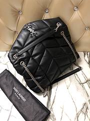 YSL| Loulou Puffer Medium Bag In Quilted Lambskin Black Silver - 35x23x13.5cm - 2
