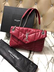 YSL| Loulou Puffer Small Bag In Quilted Lambskin Red Silver - 29x17x11cm - 1