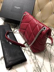 YSL| Loulou Puffer Small Bag In Quilted Lambskin Red Silver - 29x17x11cm - 3