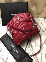 YSL| Loulou Puffer Small Bag In Quilted Lambskin Red Silver - 29x17x11cm - 6