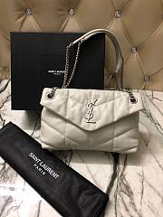YSL| Loulou Puffer Small Bag In Quilted Lambskin White Silver - 29x17x11cm - 1