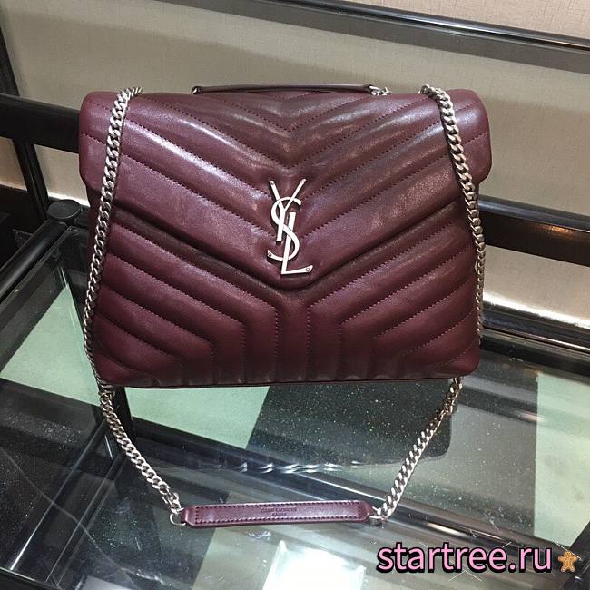 YSL| Loulou Small Chain Dark Red Shoulder Bag - 30x10x22cm - 1