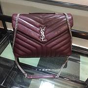 YSL| Loulou Small Chain Dark Red Shoulder Bag - 30x10x22cm - 1