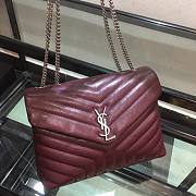 YSL| Loulou Small Chain Dark Red Shoulder Bag - 30x10x22cm - 3