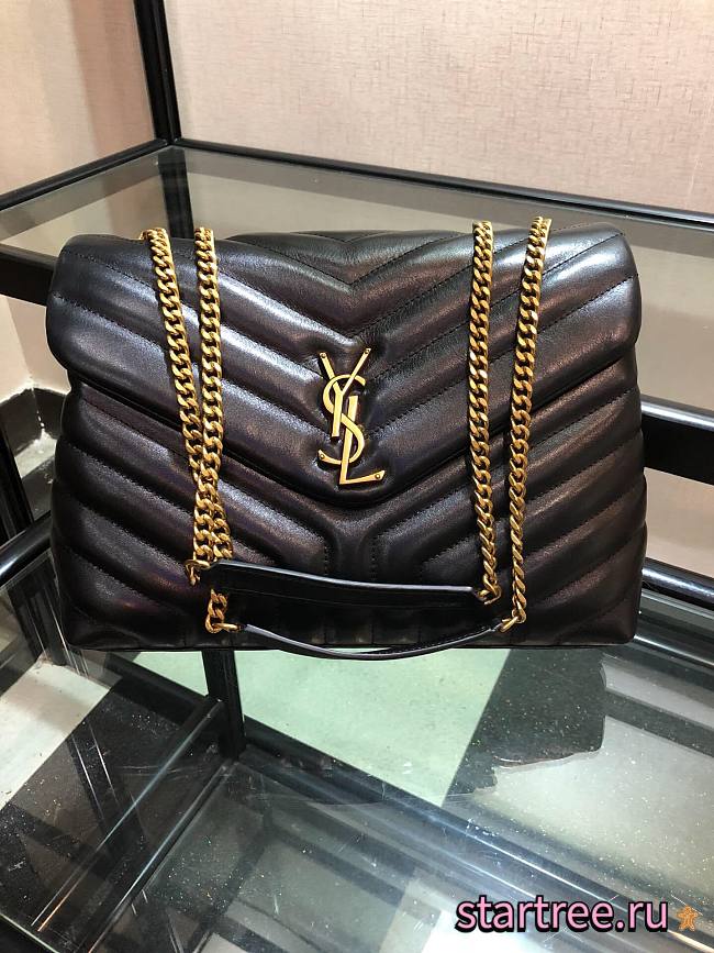 YSL| Loulou Chain Black Shoulder Bag Golden - 30x10x22cm - 1