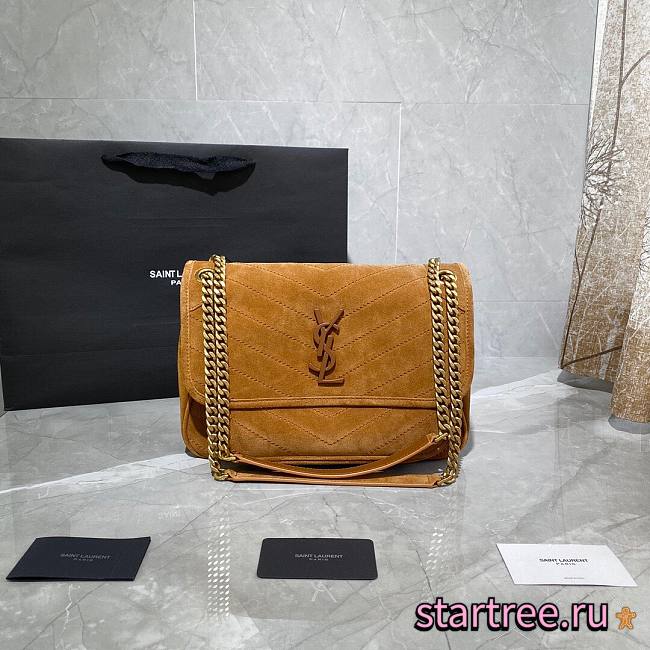 YSL| Niki Medium In Suede Brown - 28×20×8cm - 1