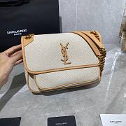 YSL| Niki Medium In Cotton Canvas And Vintage Leather - 28×20.5×8.5cm - 2