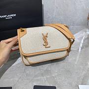 YSL| Niki Medium In Cotton Canvas And Vintage Leather - 22x16.5x7.5cm - 2