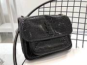 YSL| Niki Crocodile-Embossed Shoulder Bag Black Patent - 28x20x8.5cm - 1