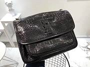 YSL| Niki Crocodile-Embossed Shoulder Bag Black Patent - 28x20x8.5cm - 3