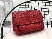 YSL| Niki Crocodile-Embossed Shoulder Bag Red Patent - 28x20x8.5cm - 1